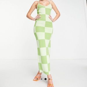 NWOT Peppermayo knit maxi dress in green plaid